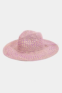 Fame Checkered Straw Weave Sun Hat - TopFashionHQ
