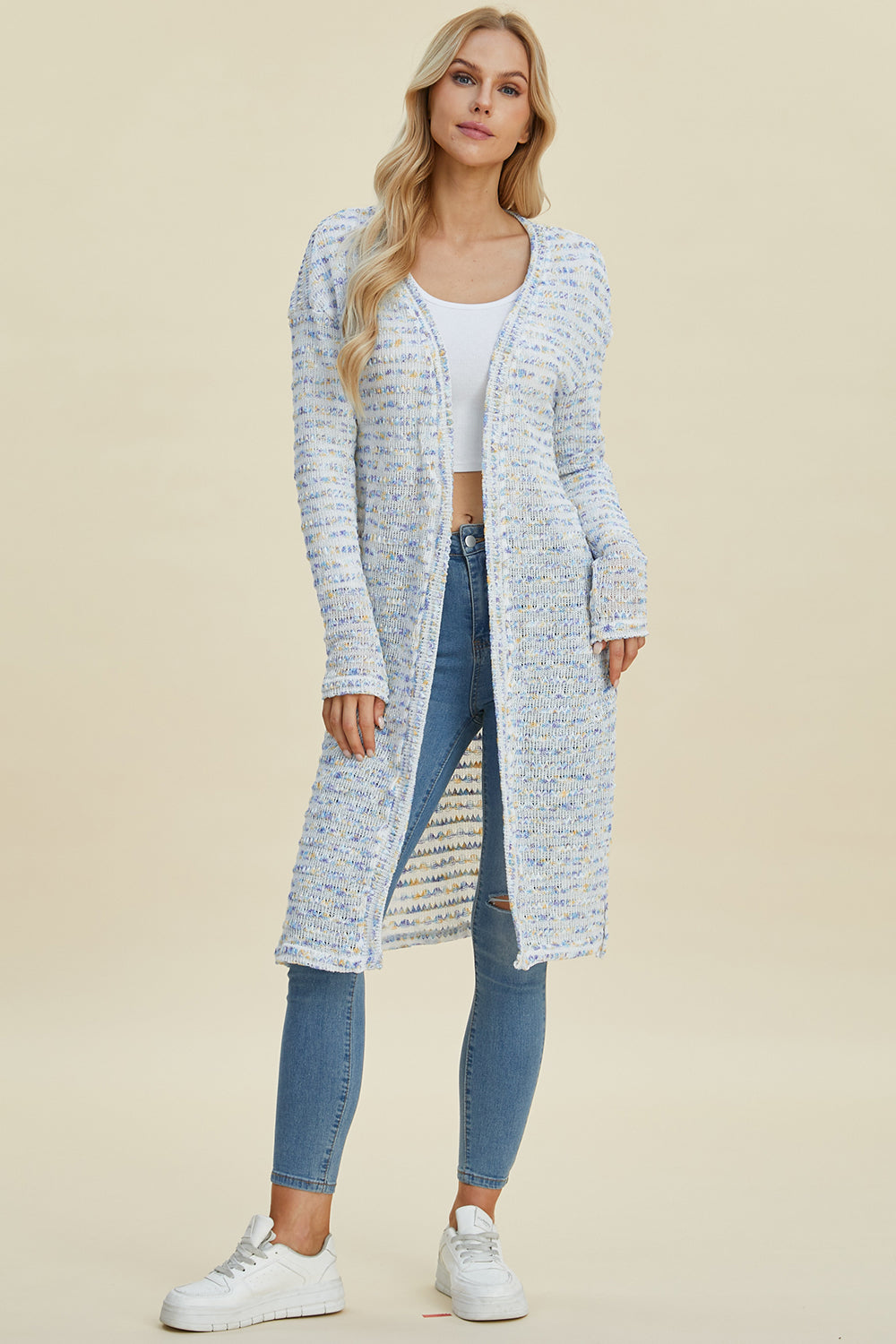 Double Take Full Size Open Front Longline Cardigan Double Take Full Size Open Front Longline Cardigan