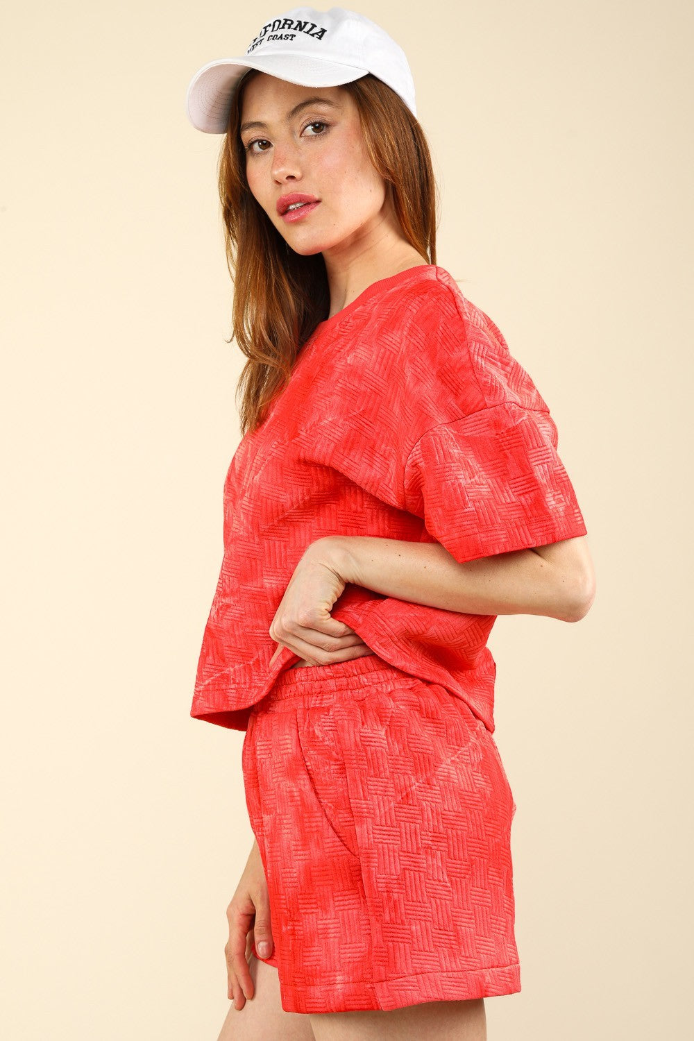 VERY J Quilted Washed Crop Top and Shorts Set VERY J Quilted Washed Crop Top and Shorts Set - TopFashionHQ