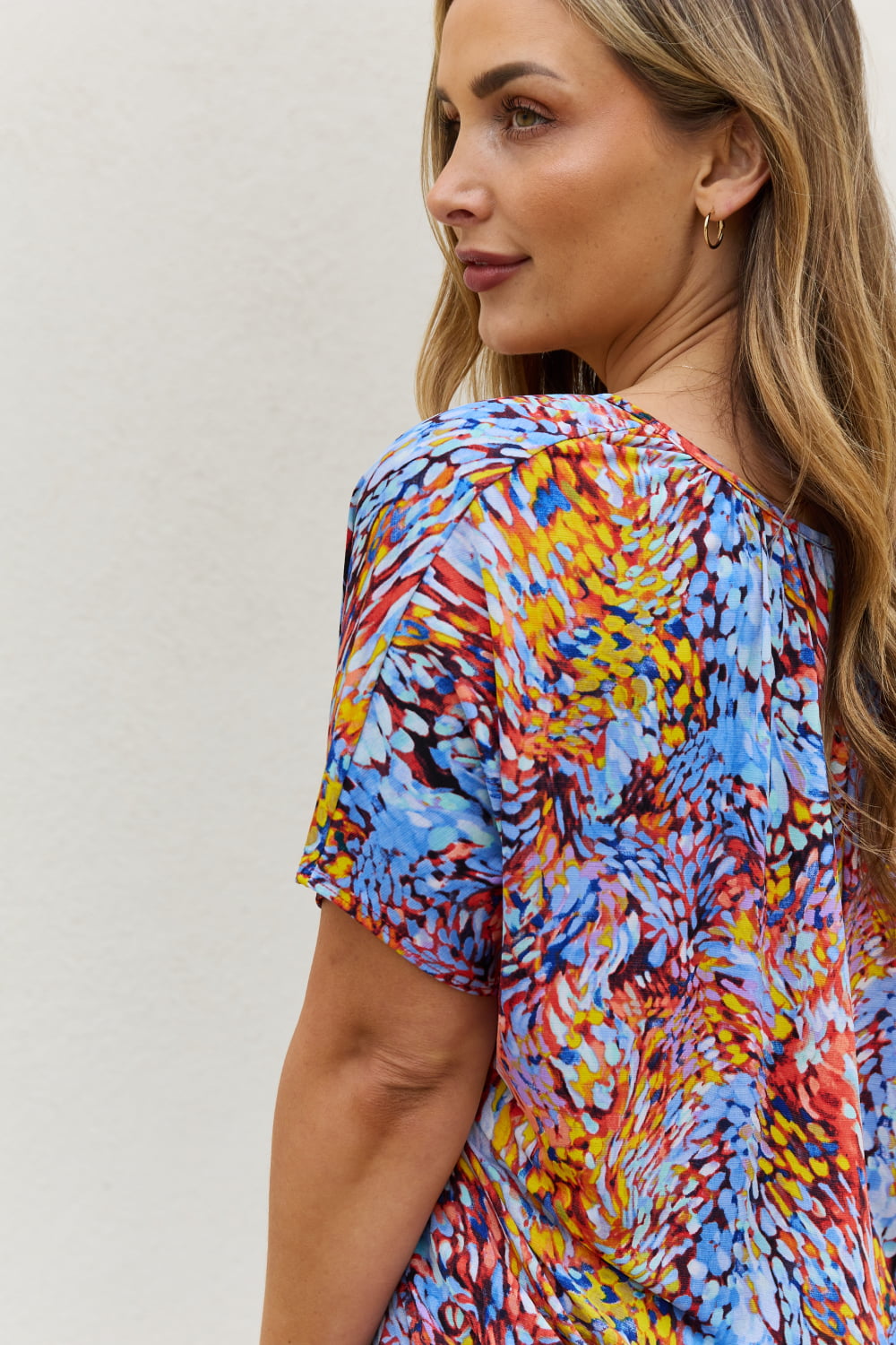 Be Stage Full Size Printed Dolman Flowy Top Be Stage Full Size Printed Dolman Flowy Top - TopFashionHQ