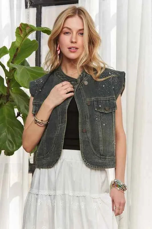 ADORA Sleeveless Button Down Denim Jacket ADORA Sleeveless Button Down Denim Jacket