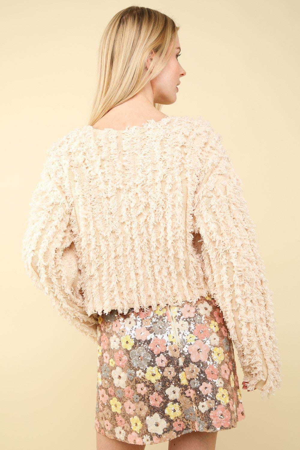 VERY J Shaggy Yarn Knit Zip Up Jacket VERY J Shaggy Yarn Knit Zip Up Jacket