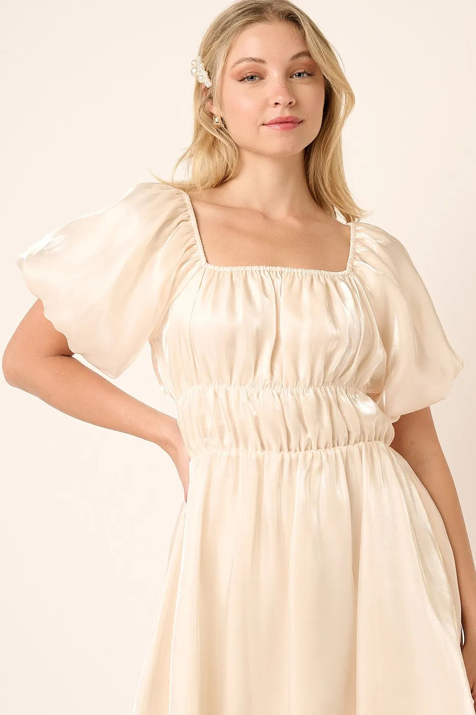 Mittoshop Metallic Organza Fabric Balloon Sleeve Mini Dress 194545dd1a804181af6e35d57b5fc8d0-Max-Origin