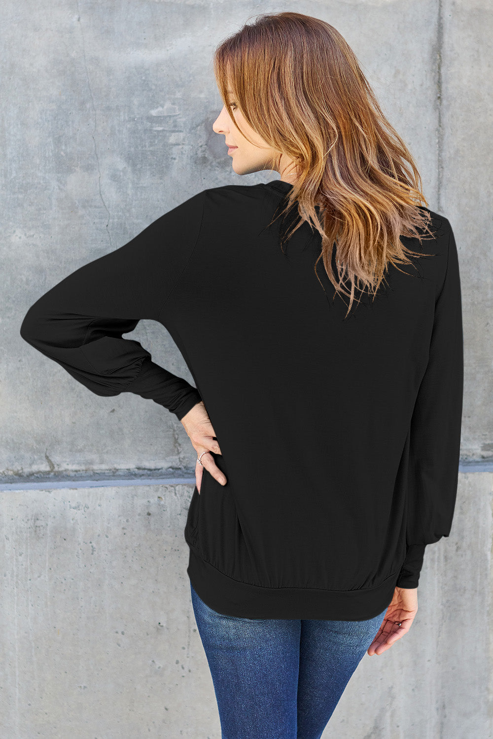 Basic Bae Full Size V-Neck Lantern Sleeve Blouse Basic Bae Full Size V-Neck Lantern Sleeve Blouse - TopFashionHQ