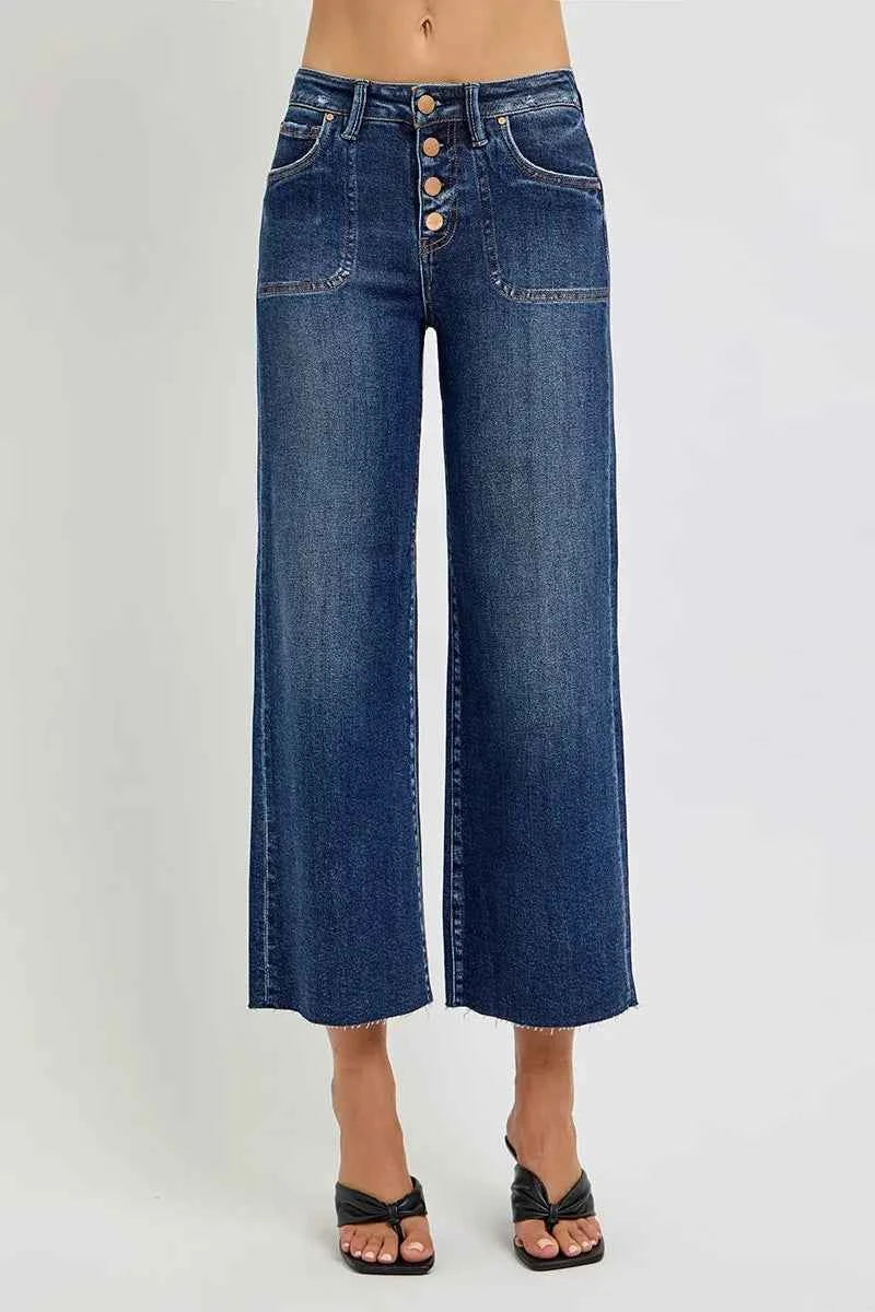 RISEN Full Size High Rise Crop Wide Button Up Jeans Plus Size RISEN Full Size High Rise Crop Wide Button Up Jeans Plus Size