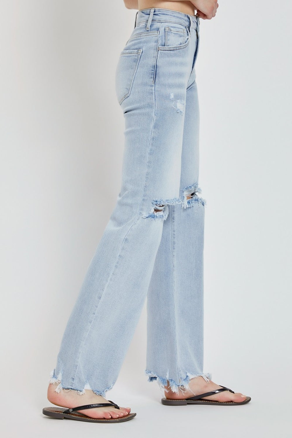 RISEN Full Size High Rise Distressed Wide Leg Jeans RISEN Full Size High Rise Distressed Wide Leg Jeans - TopFashionHQ