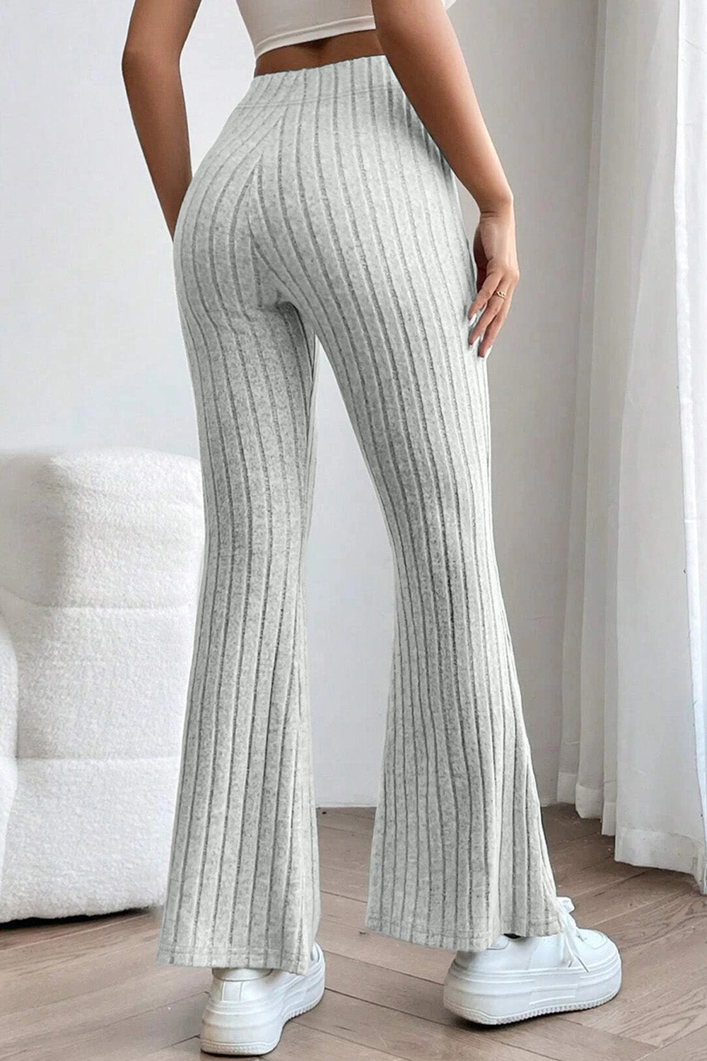 Basic Bae Full Size Ribbed High Waist Flare Pants Basic Bae Full Size Ribbed High Waist Flare Pants - TopFashionHQ