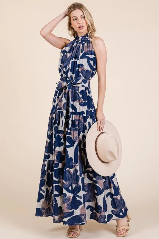 Lime 'N' Chili Abstract Halter Neck Tie-Waist Tiered Maxi Dress 1a5624ca1ecc4f59ad17ebab6dd46cbe-Max-Origin