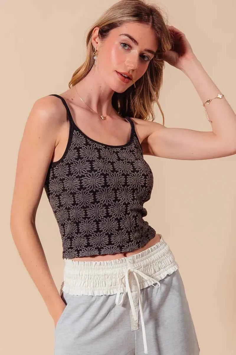 SO ME Two Tone Floral Seamless Tank Top SO ME Two Tone Floral Seamless Tank Top