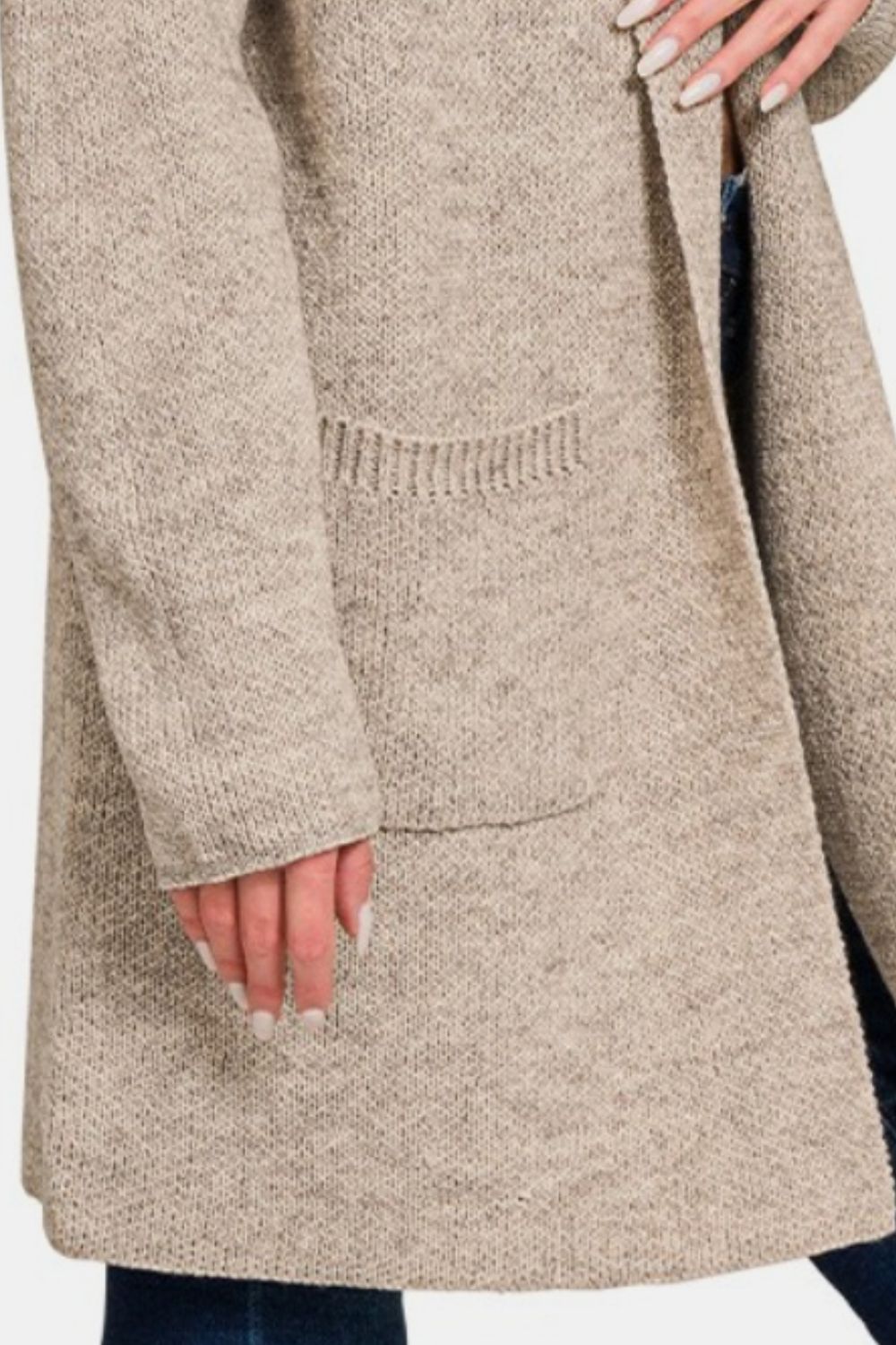 Zenana Hooded Open Front Sweater Cardigan Zenana Hooded Open Front Sweater Cardigan - TopFashionHQ
