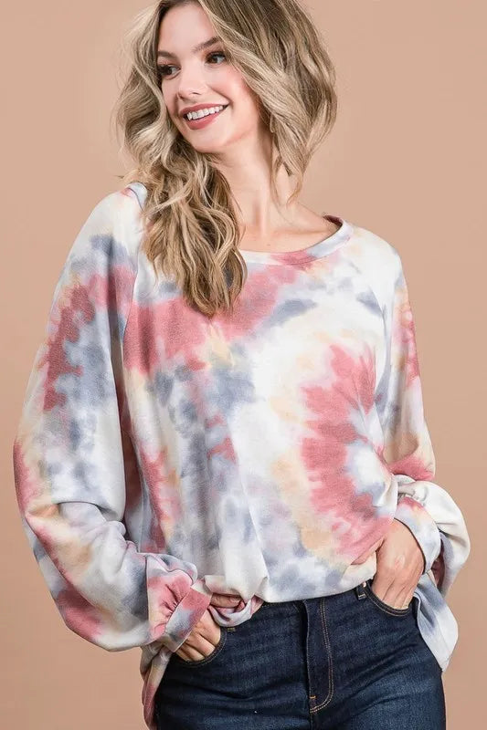 BiBi Tie Dye Print Terry Top With Puff Sleeves 1b6dd36d35f648069b9dd218a170b5e1-Max-Origin