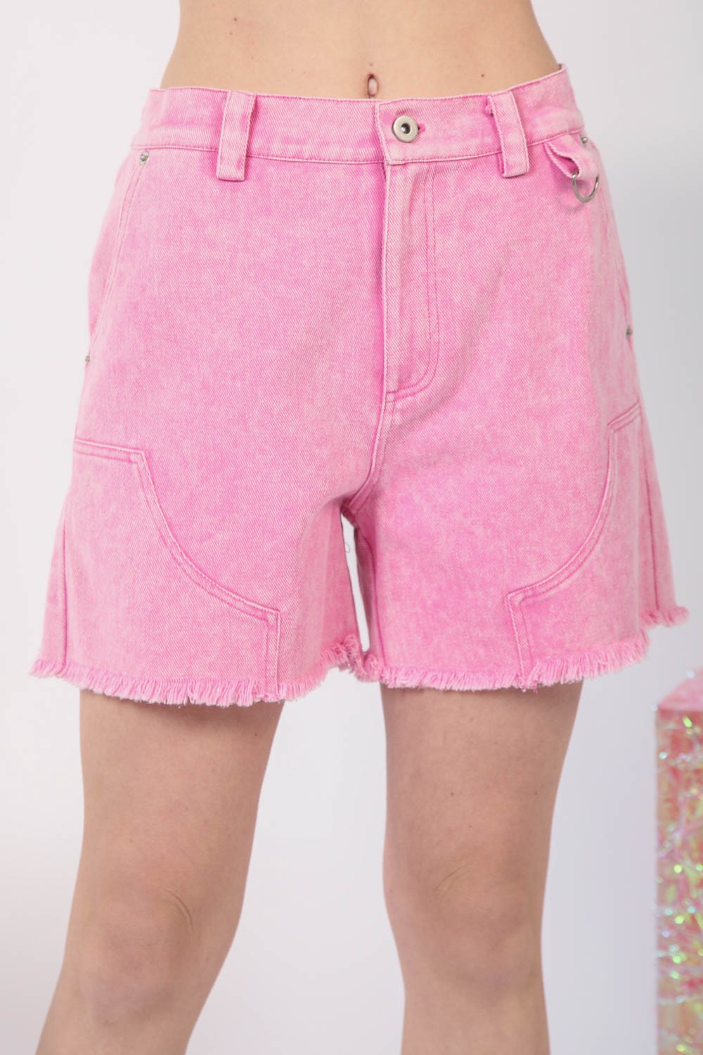 VERY J Washed Raw Hem Denim Shorts VERY J Washed Raw Hem Denim Shorts - TopFashionHQ