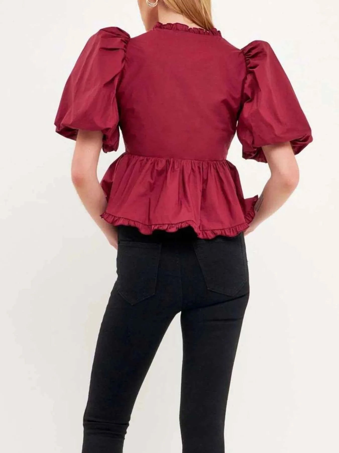 Puff Sleeve Peplum Blouse Puff Sleeve Peplum Blouse