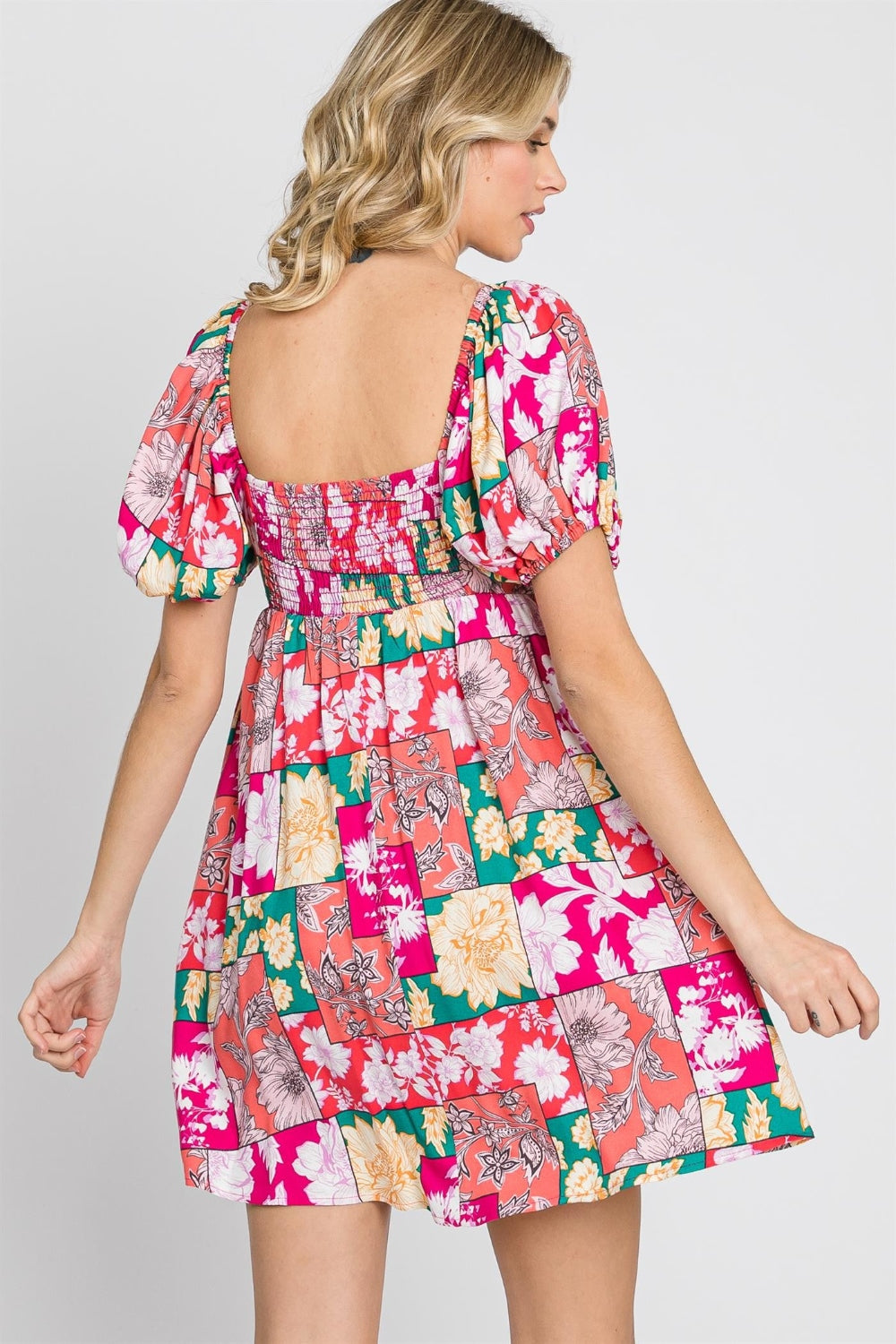 GeeGee Floral Ruff Sleeve Mini Dress GeeGee Floral Ruff Sleeve Mini Dress - TopFashionHQ