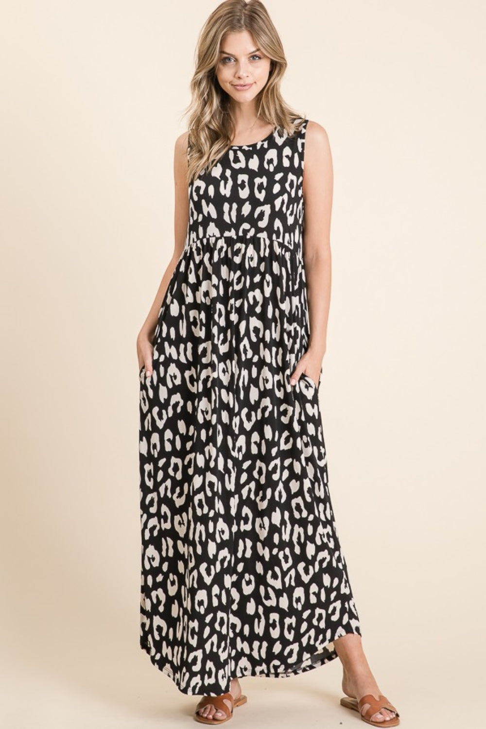 BOMBOM Leopard Maxi Dress with Pockets BOMBOM Leopard Maxi Dress with Pockets - TopFashionHQ