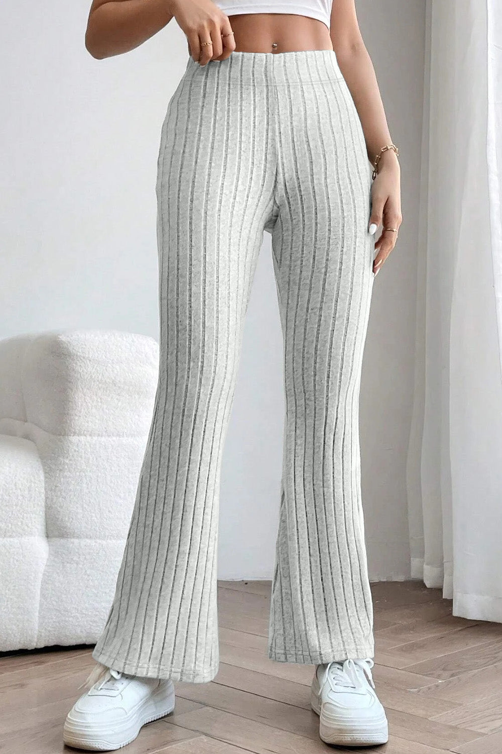 Basic Bae Full Size Ribbed High Waist Flare Pants Basic Bae Full Size Ribbed High Waist Flare Pants - TopFashionHQ