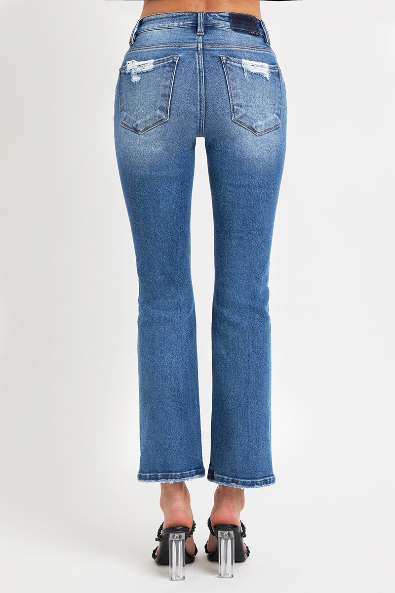 RISEN Full Size Mid Rise Ankle Straight Jeans with Pockets RISEN Full Size Mid Rise Ankle Straight Jeans with Pockets - TopFashionHQ