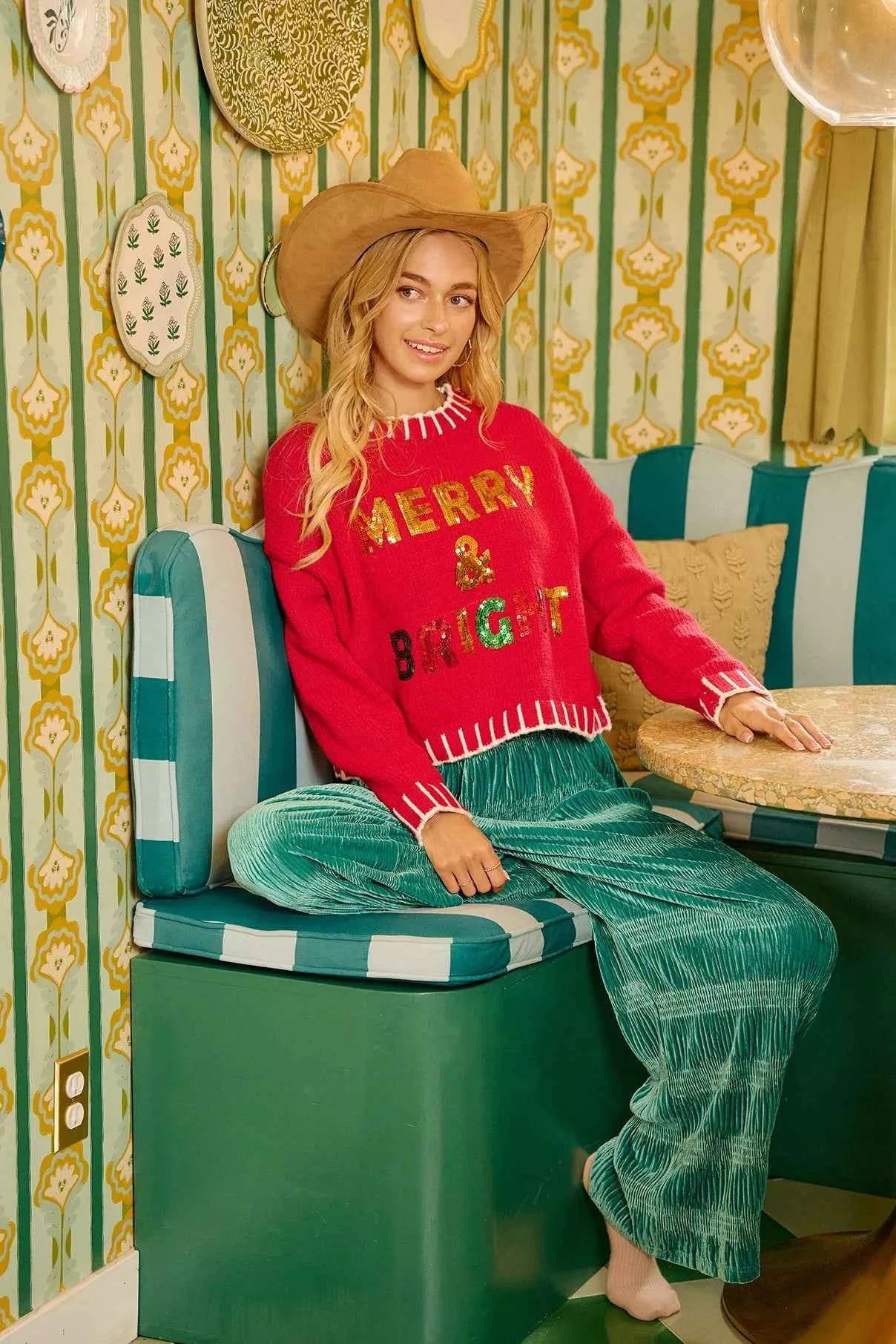 BiBi Christmas Theme Sequin Lattering Sweater BiBi Christmas Theme Sequin Lattering Sweater