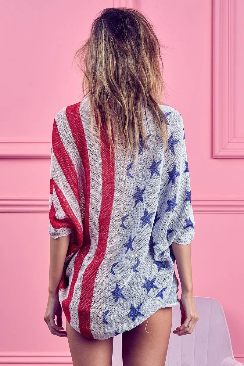 BiBi American Flag Theme Cocoon Knit Cardigan 1d26ebe26d5d42c0a8e380c49ace841a-Max-Origin