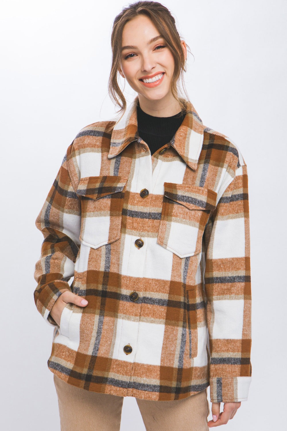 Love Tree Plaid Button Up Shacket Love Tree Plaid Button Up Shacket