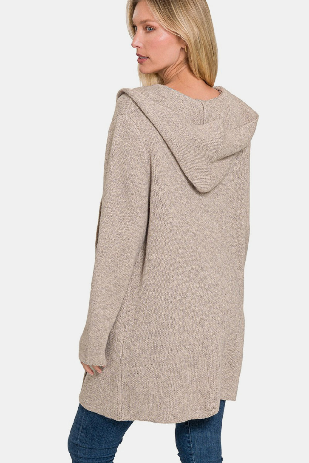 Zenana Hooded Open Front Sweater Cardigan Zenana Hooded Open Front Sweater Cardigan - TopFashionHQ
