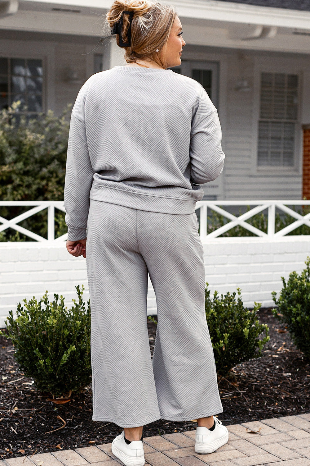 Double Take Full Size Textured Long Sleeve Top and Drawstring Pants Set Double Take Full Size Textured Long Sleeve Top and Drawstring Pants Set - TopFashionHQ