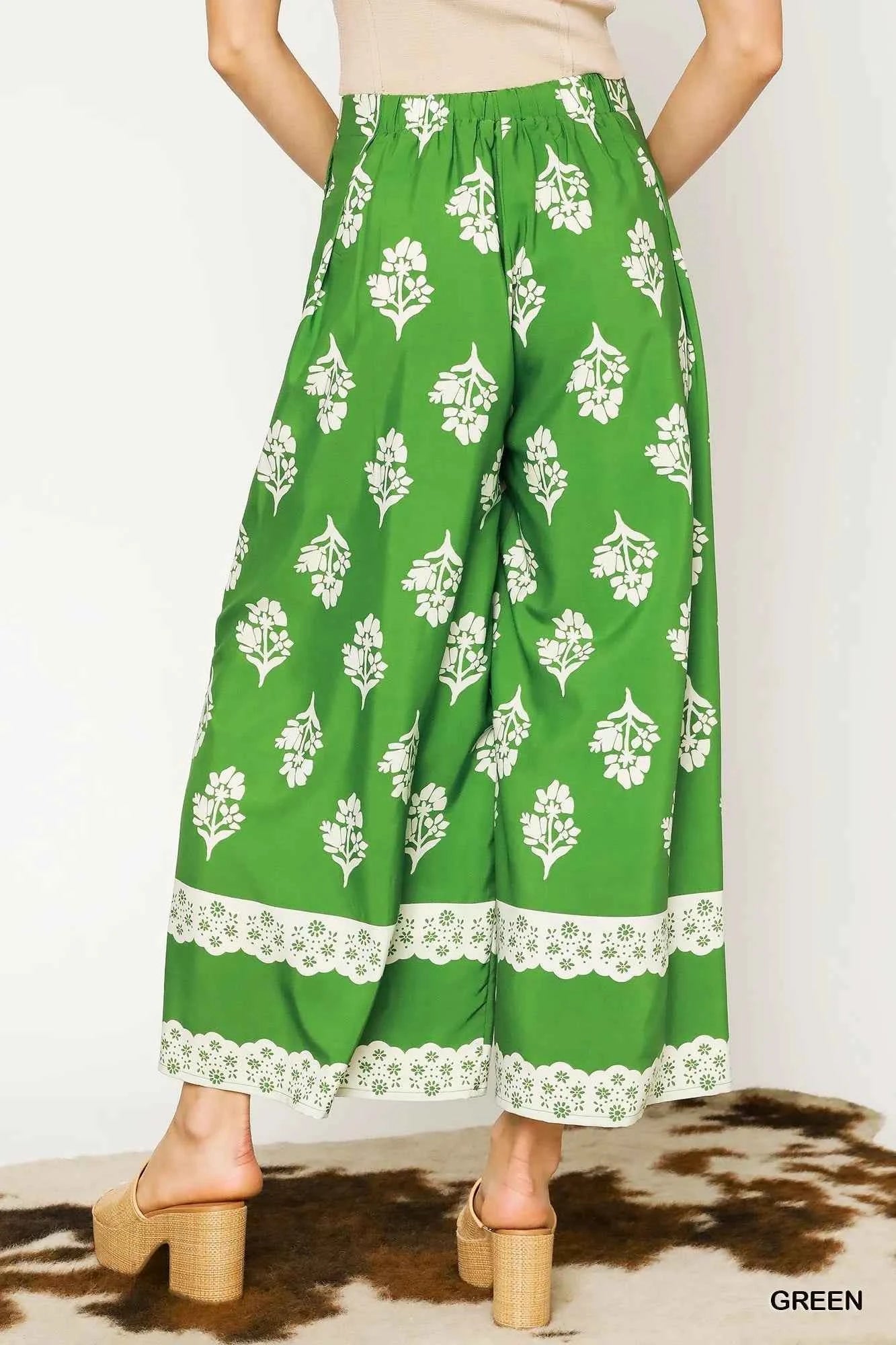 Umgee Floral Pleated Wide-Leg Pants Umgee Floral Pleated Wide-Leg Pants