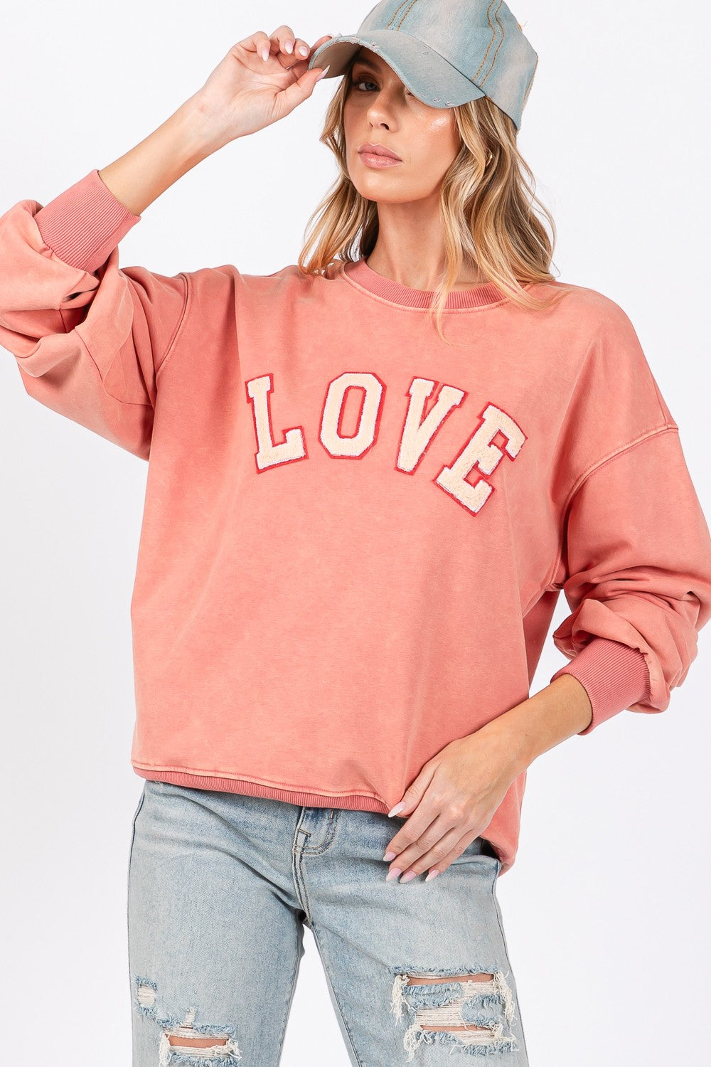 SAGE + FIG LOVE Path Applique Drop Shoulder Sweatshirt SAGE + FIG LOVE Path Applique Drop Shoulder Sweatshirt