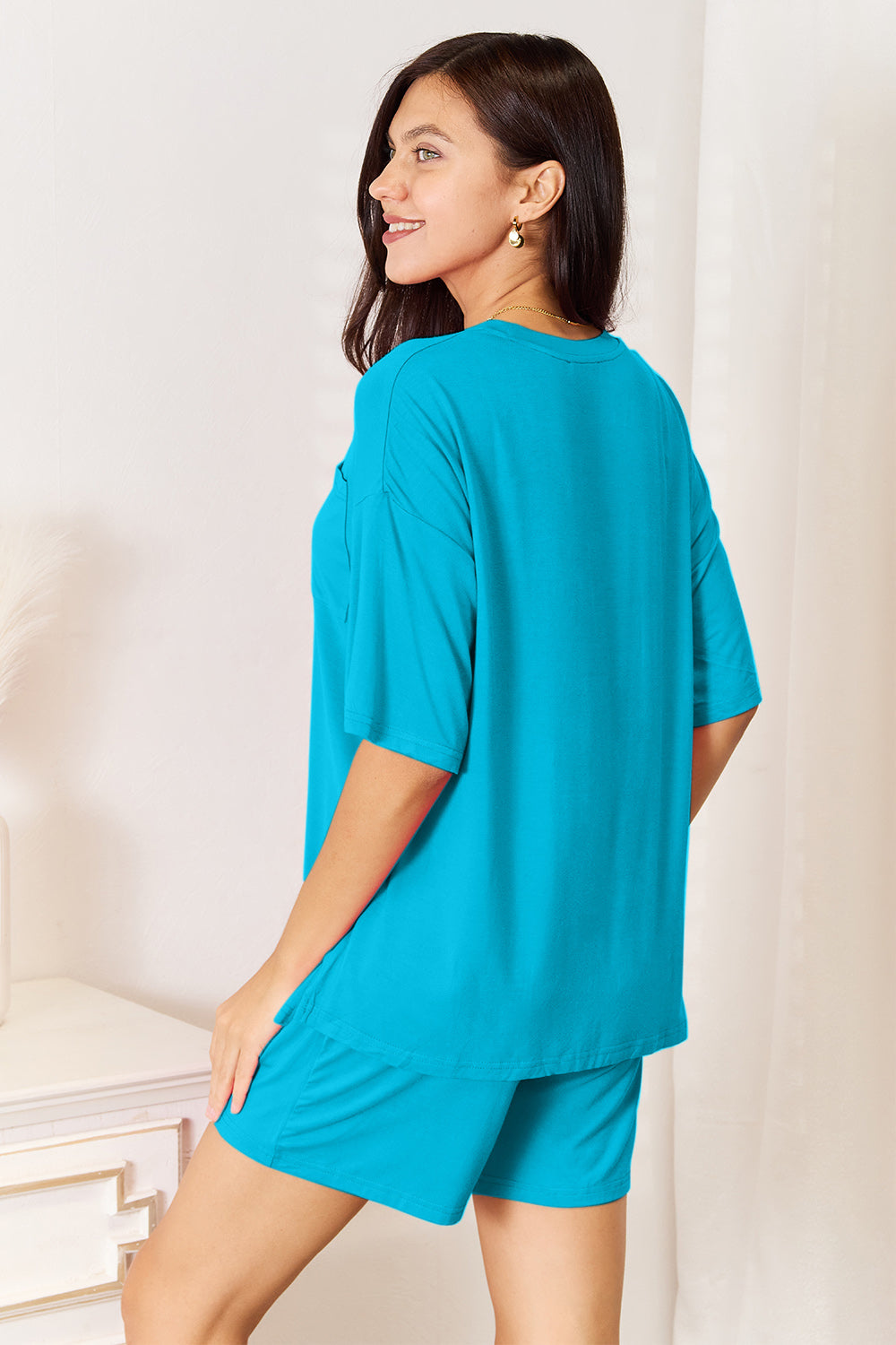 Basic Bae Full Size Soft Rayon Half Sleeve Top and Shorts Set Basic Bae Full Size Soft Rayon Half Sleeve Top and Shorts Set - TopFashionHQ