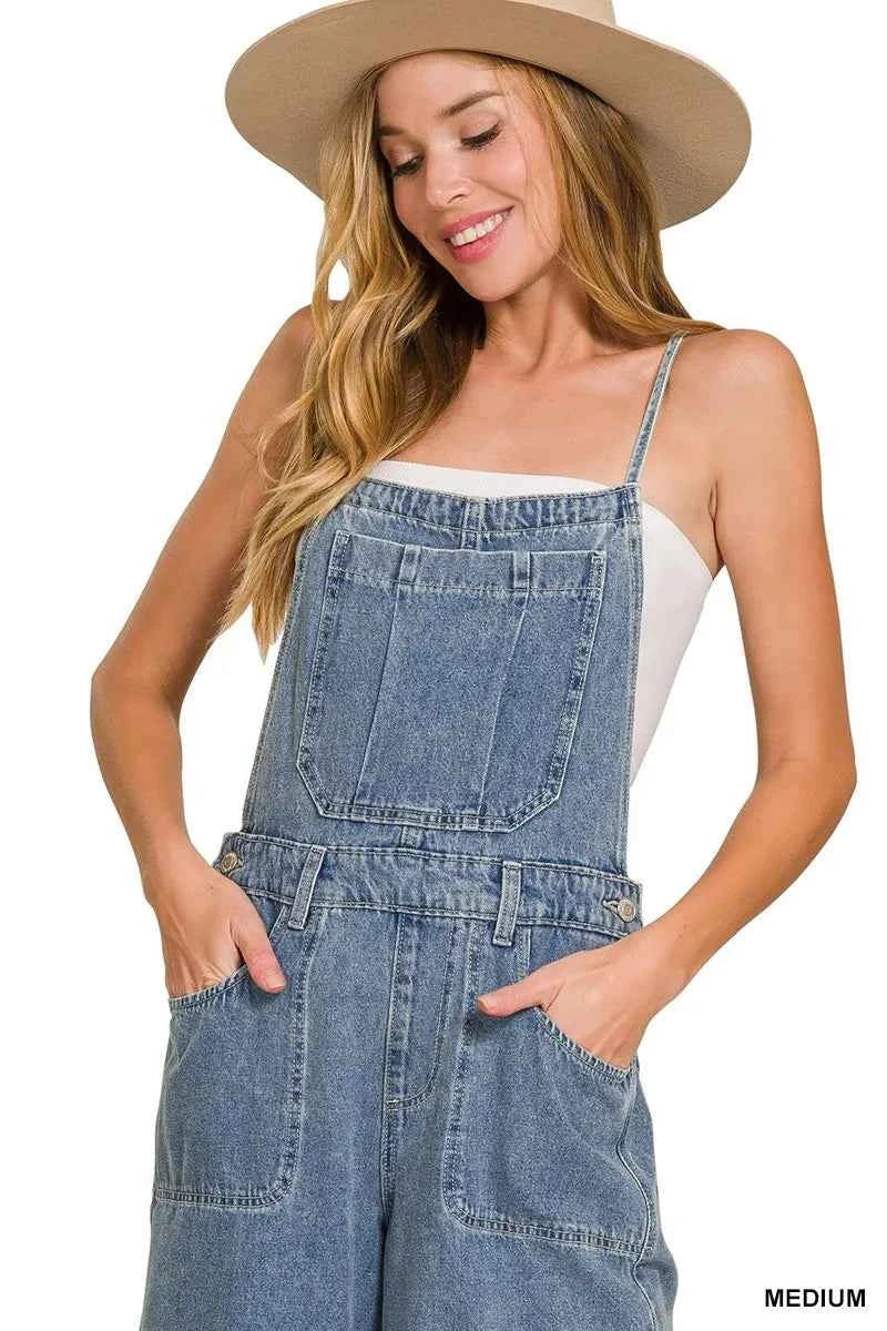 Zenana Denim Medium Washed Wide Leg Overalls Zenana Denim Medium Washed Wide Leg Overalls