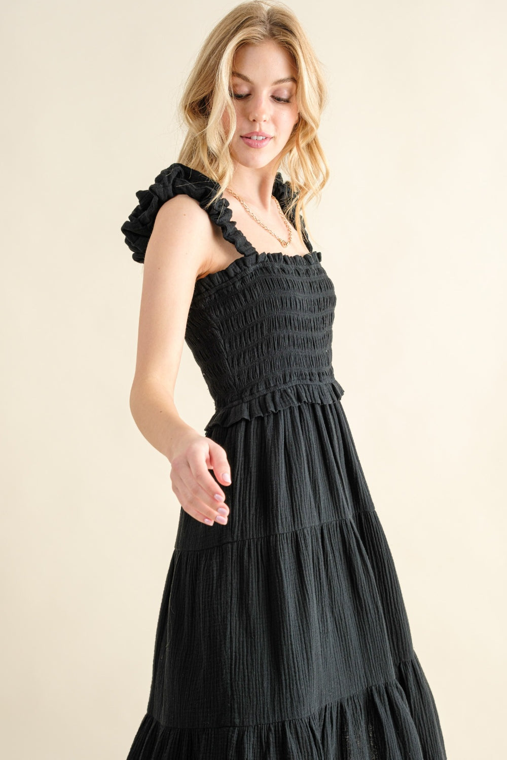 And The Why Smocked Ruffled Tiered Dress And The Why Smocked Ruffled Tiered Dress - TopFashionHQ