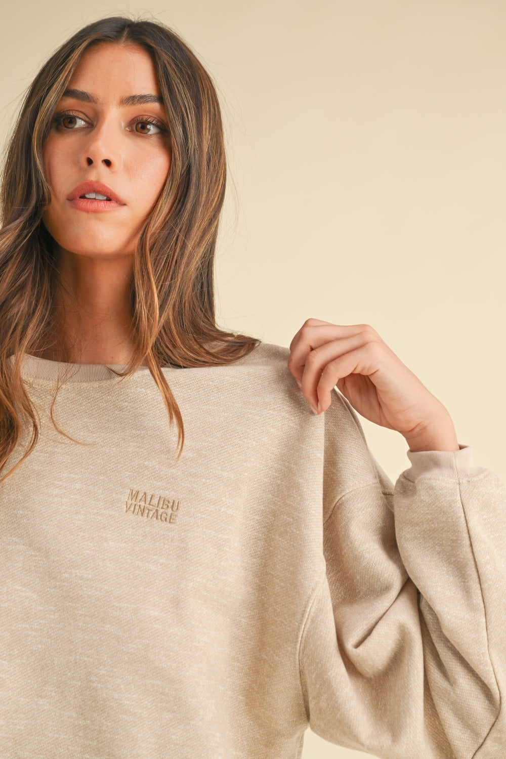 Mable Round Neck Letter Embroidery Crop Sweatshirt Mable Round Neck Letter Embroidery Crop Sweatshirt - TopFashionHQ