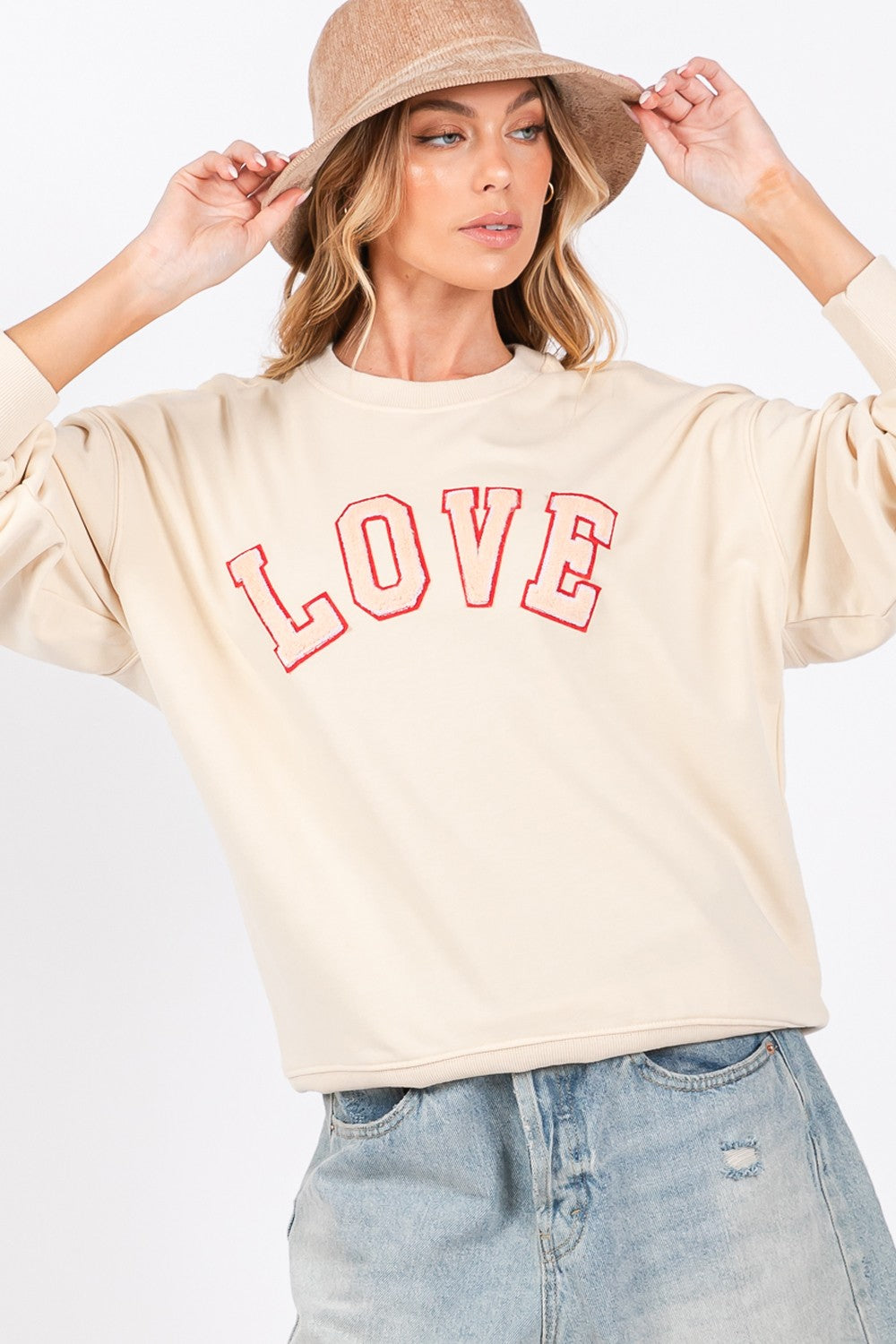 SAGE + FIG LOVE Path Applique Drop Shoulder Sweatshirt SAGE + FIG LOVE Path Applique Drop Shoulder Sweatshirt