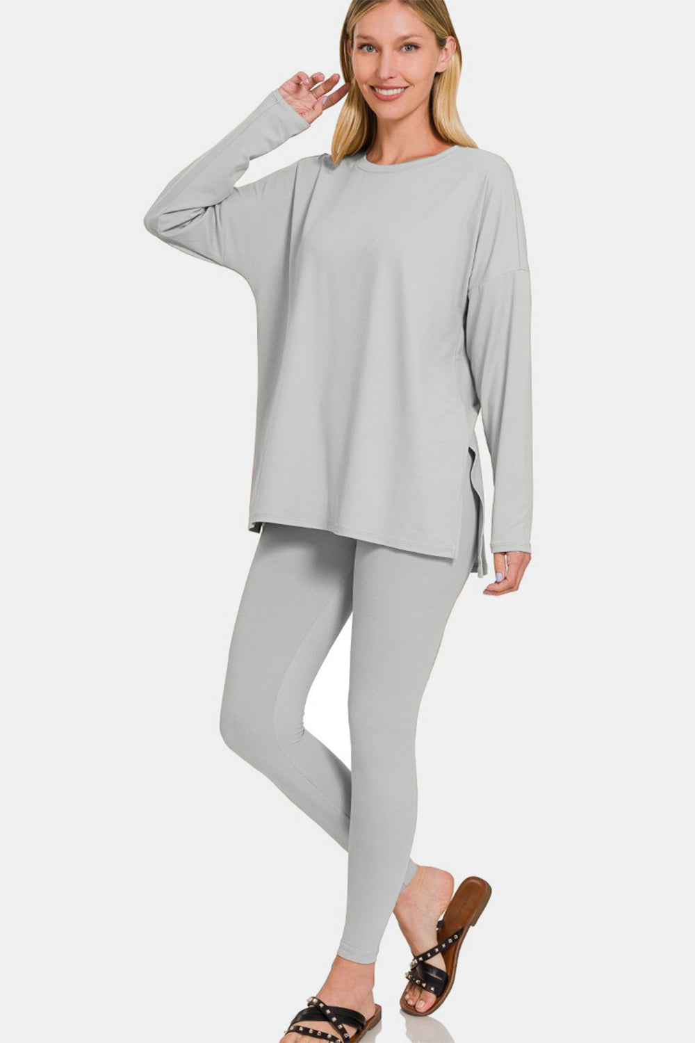 Zenana Full Size Brushed Microfiber Top and Leggings Lounge Set Zenana Full Size Brushed Microfiber Top and Leggings Lounge Set