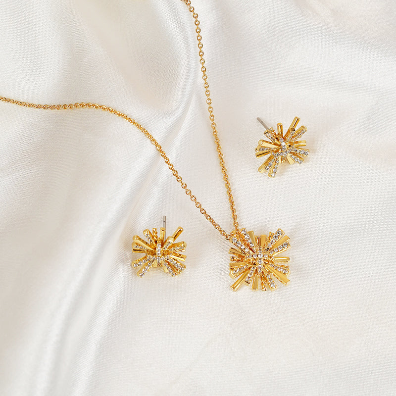 Starburst Gold-Plated Earrings and Necklace Set Starburst Gold-Plated Earrings and Necklace Set