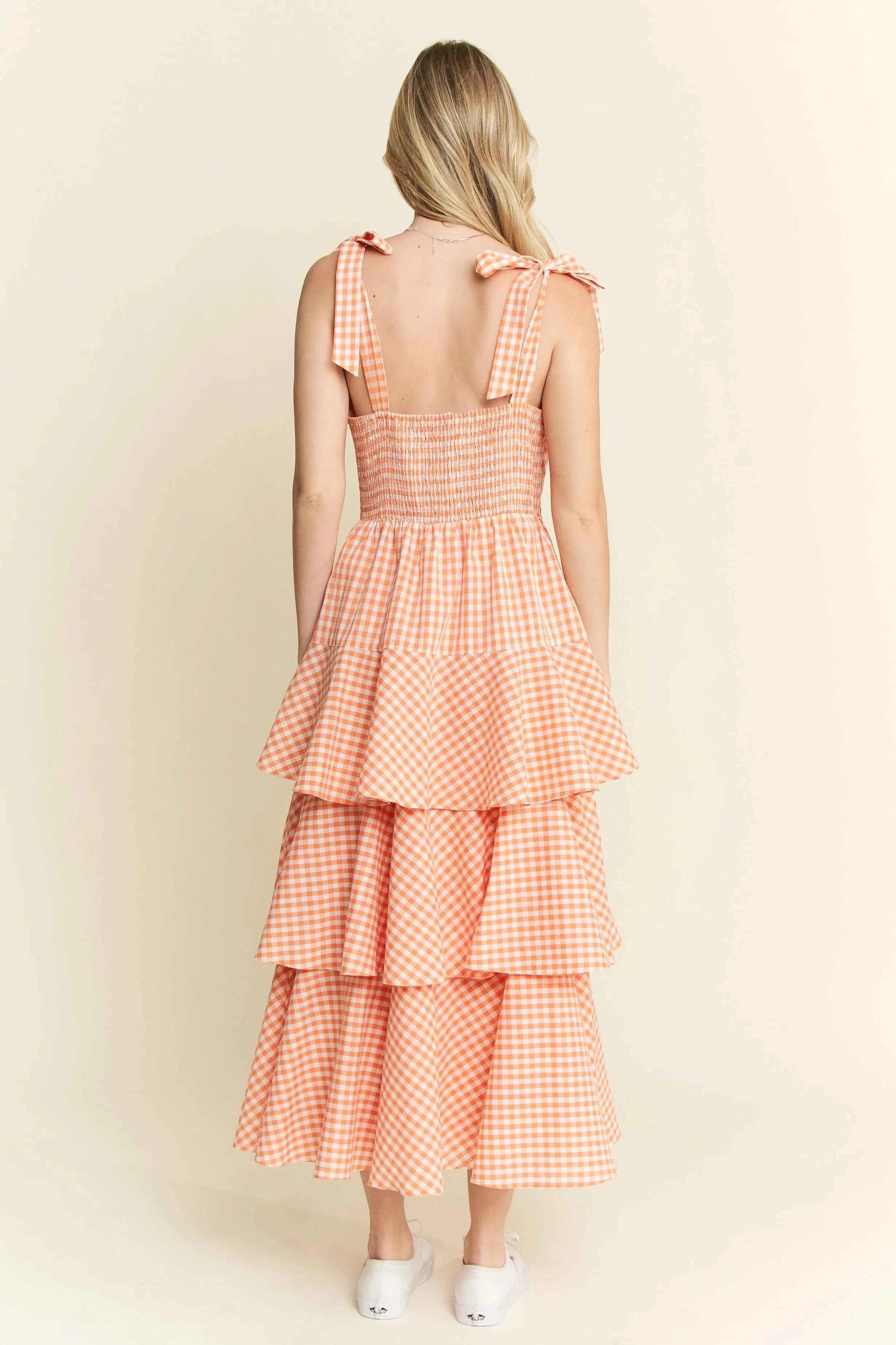 Jade By Jane Sleeveless Gingham Print Tiered Midi Dress Jade By Jane Sleeveless Gingham Print Tiered Midi Dress