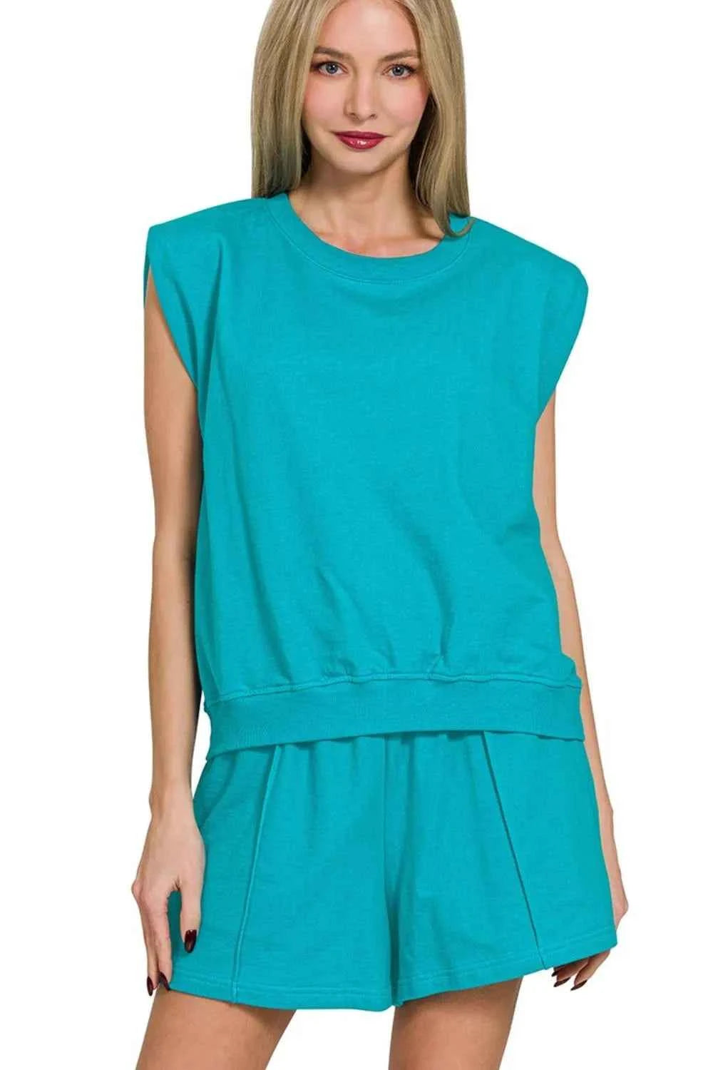 Zenana French Terry Sleeveless Top & Shorts Set Zenana French Terry Sleeveless Top & Shorts Set
