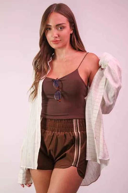 VERY J Striped Trim Detail Activewear Shorts