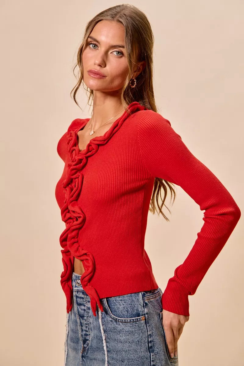 SO ME Cascade Ruffle Ribbed Sweater Cardgian 208fe19cde0041518442b6cf4846bf41-Max-Origin