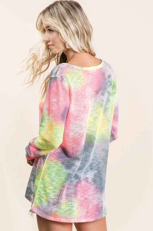 BiBi Tie Dye Print Low Gauge Knit Top BiBi Tie Dye Print Low Gauge Knit Top