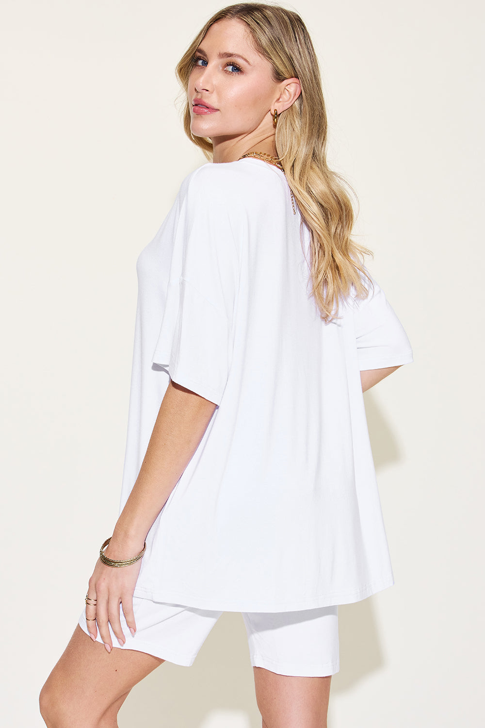 Basic Bae Full Size V-Neck Drop Shoulder T-Shirt and Shorts Set Basic Bae Full Size V-Neck Drop Shoulder T-Shirt and Shorts Set - TopFashionHQ