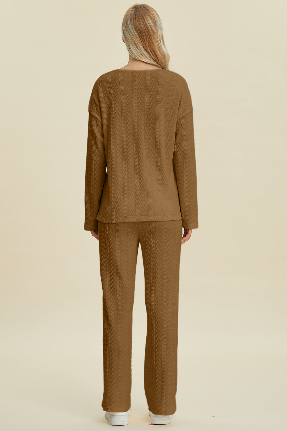 Double Take Full Size Cable-Knit Long Sleeve Top and Pants Set Double Take Full Size Cable-Knit Long Sleeve Top and Pants Set