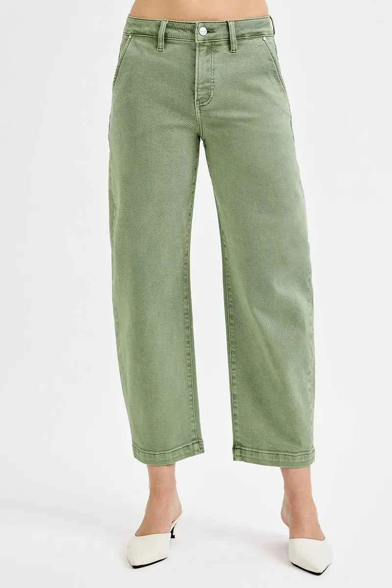 RISEN Full Size Tummy Control High Rise Crop Barrel Jeans Plus Size RISEN Full Size Tummy Control High Rise Crop Barrel Jeans Plus Size