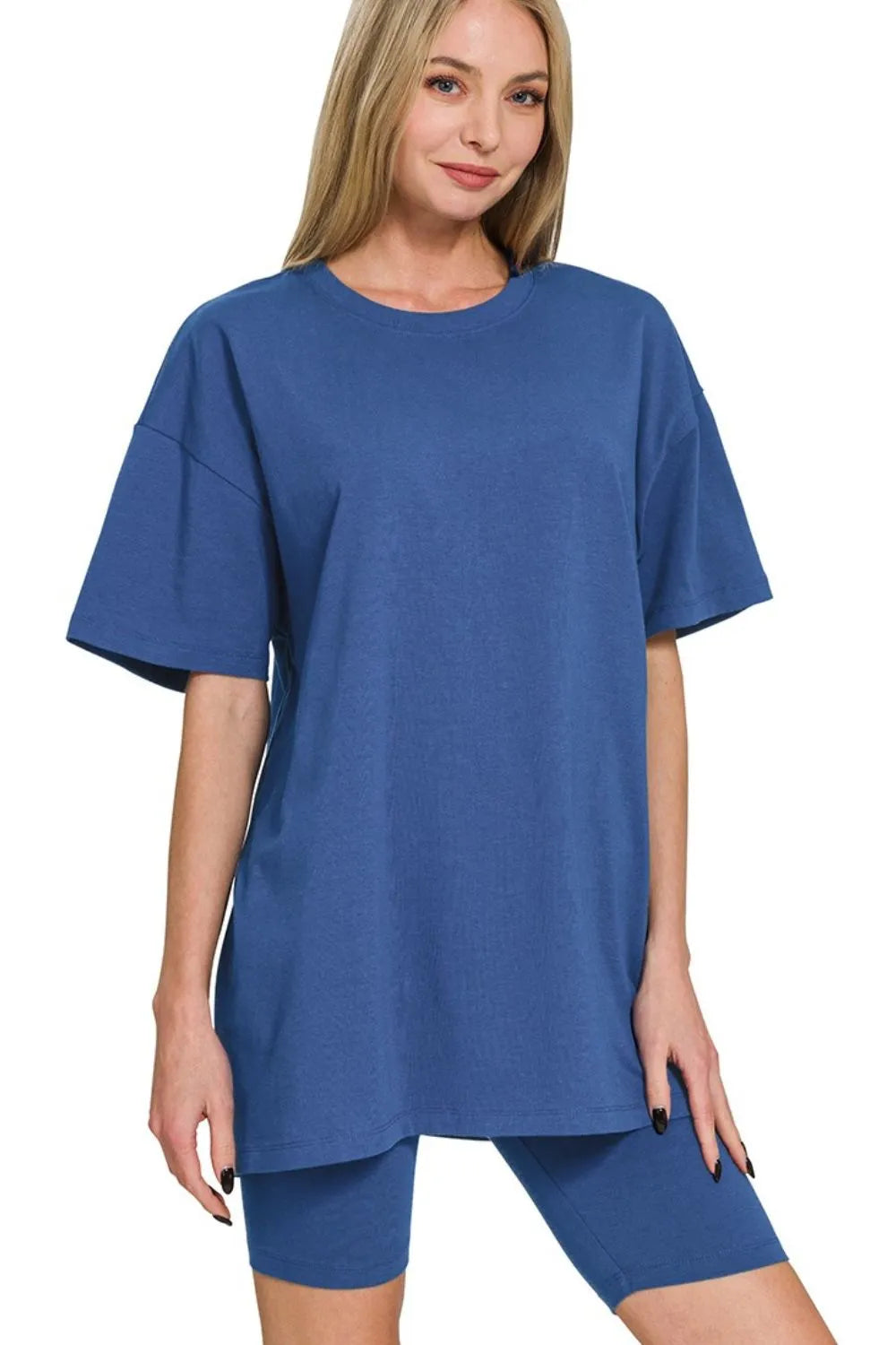 Zenana Cotton Round Neck Top & Biker Shorts 2142f2ed-5e60-445f-add9-9f71736f1af8-Max-Origin