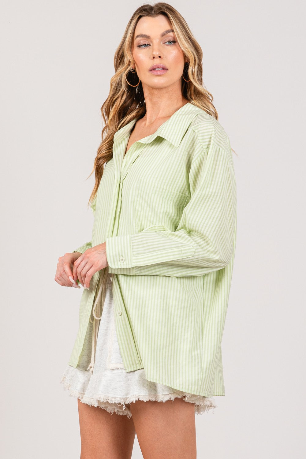 SAGE + FIG Striped Button Up Long Sleeve Shirt SAGE + FIG Striped Button Up Long Sleeve Shirt - TopFashionHQ