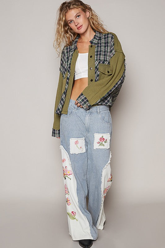 POL Plaid Button Down Shirt with Chest Pockets POL Plaid Button Down Shirt with Chest Pockets - TopFashionHQ