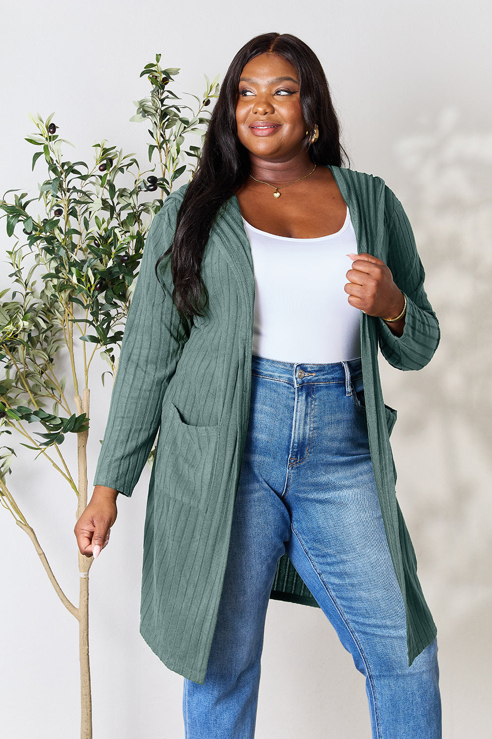 Basic Bae Full Size Hooded Sweater Cardigan Basic Bae Full Size Hooded Sweater Cardigan - TopFashionHQ