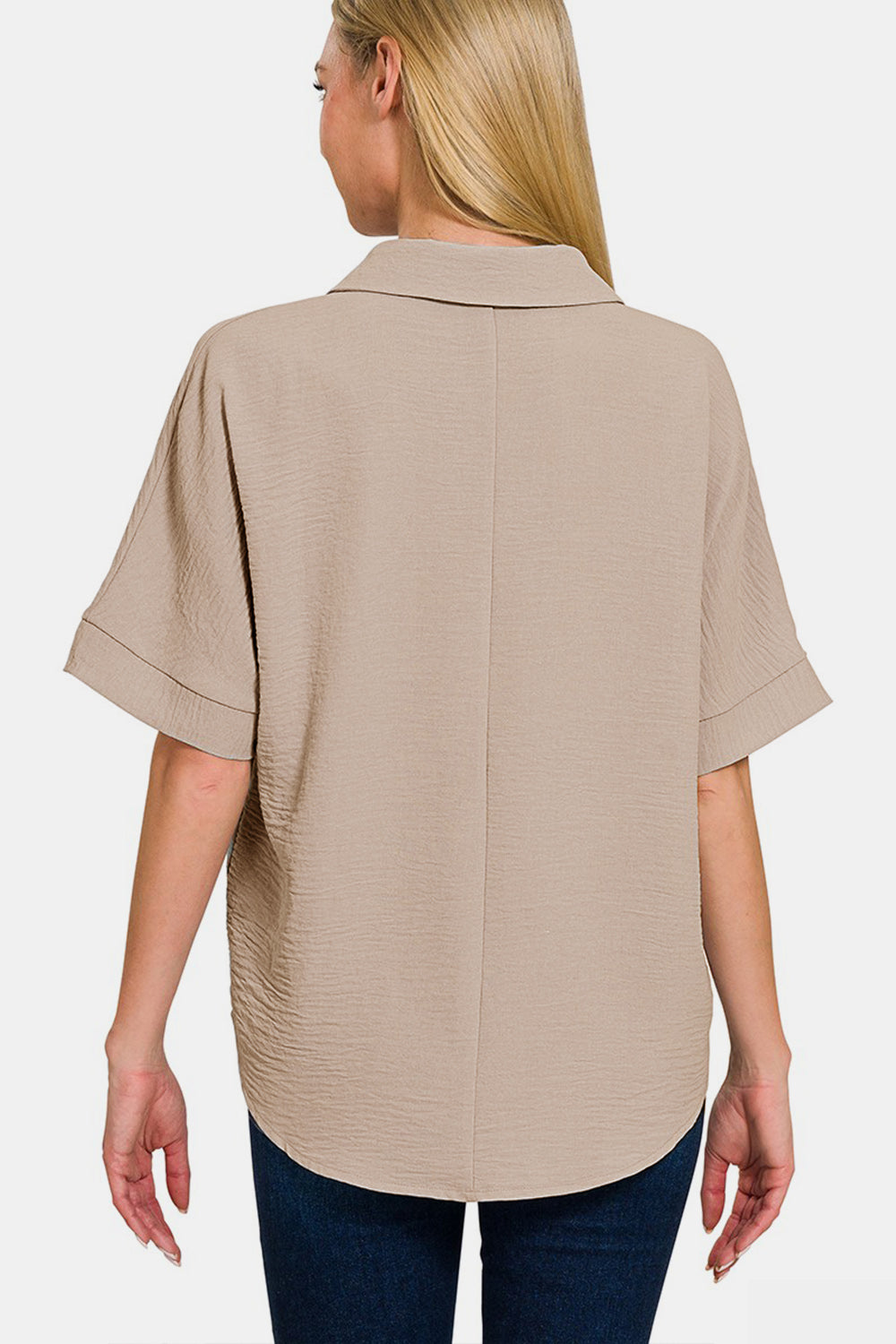 Zenana Texture Collared Neck Short Sleeve Top Zenana Texture Collared Neck Short Sleeve Top - TopFashionHQ