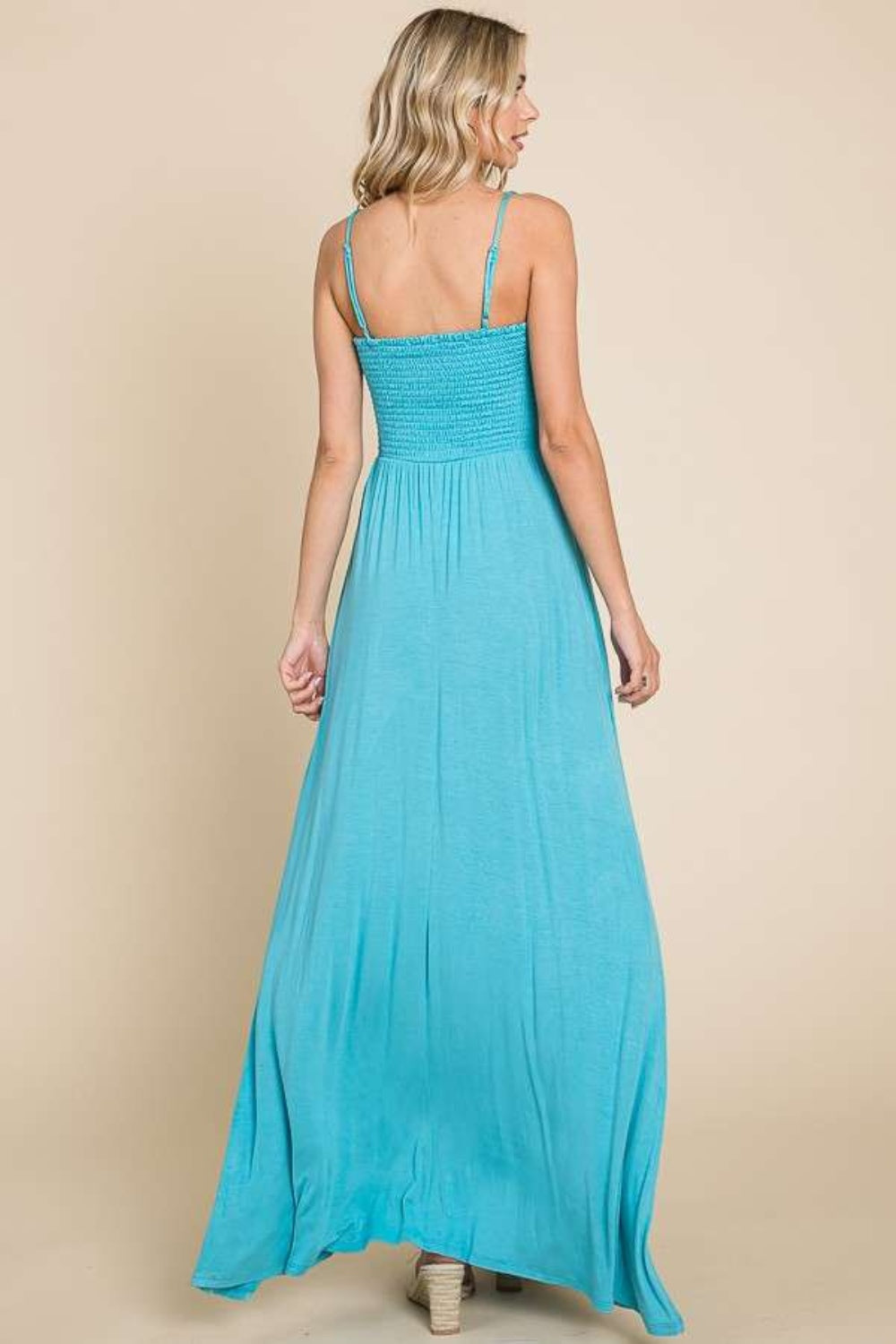 Culture Code Full Size Smocked Cami Maxi Dress with Pockets Culture Code Full Size Smocked Cami Maxi Dress with Pockets - TopFashionHQ