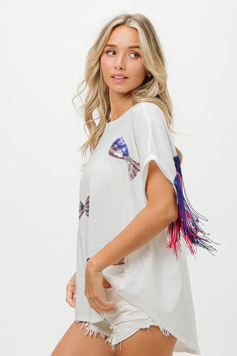 BiBi American Flag Sequin Ribbon T-Shirt 2279259eb85644098afe5b0ef0627f70-Max-Origin